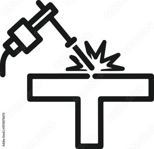 Welding torch creating sparks on metal surface representing industrial fabrication construction and manufacturing