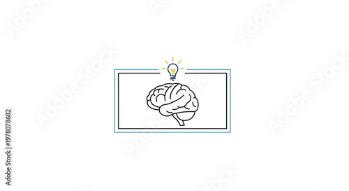 Brain with Light Bulb Idea Symbol Above, Concept of Innovation and Creativity