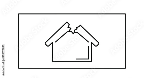Broken House Icon Symbolizing Home Damage, Disaster, or Financial Ruin