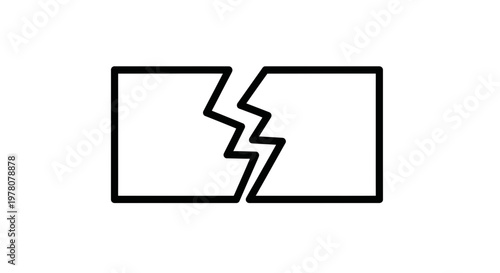 Broken Line Icon Symbolizing Separation, Division, or Disconnection