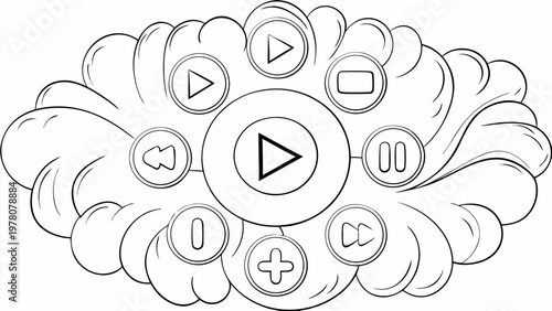 Vector play button icons set for video players and media controls in black and white