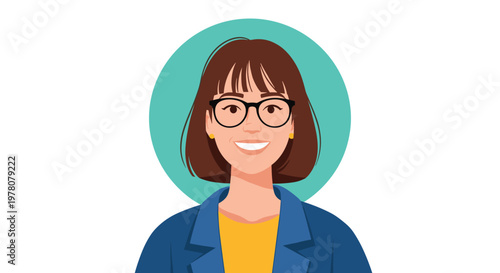A professional and friendly avatar of a smiling young woman with glasses and short brown hair in a circular frame on a white background.