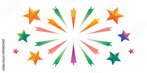 Colorful fireworks display with vibrant starbursts and dynamic trails