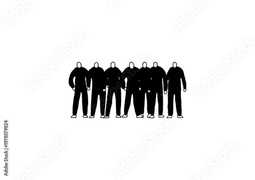 複数の人物が集まっている様子の手描きイラスト（黒）