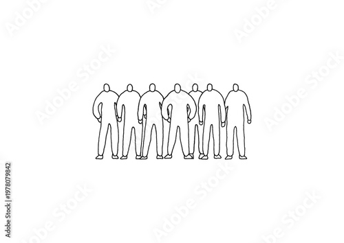 複数の人物が集まっている様子の手描きイラスト（線画）