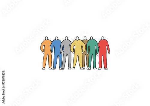 複数の人物が集まっている様子の手描きイラスト（カラフル）