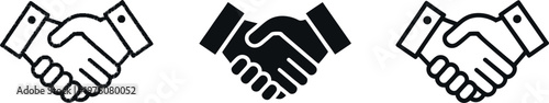 Professional Business Handshake Icon Set Vector Illustration for Partnership and Success Deals