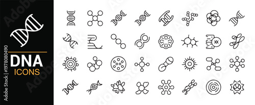 Laboratory genetics and bioinformatics icon pack