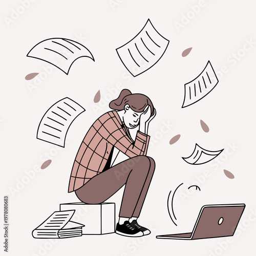 Stressed person overwhelmed by paperwork and workload with overwhelmed workload frustrated business pressure exhausted