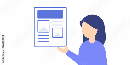 Woman viewing a smartphone displaying a user interface with content