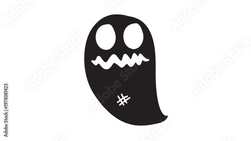 Black ghost face with eyes.