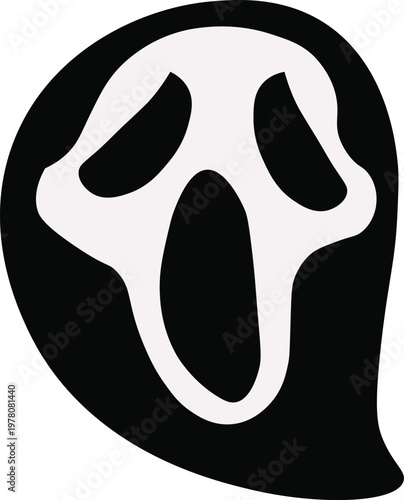 Ghostface mask horror movie icon.
