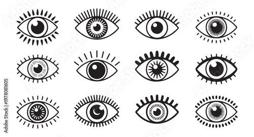 Set of evil eye protection amulets. mystical and esoteric symbols. flat vector illustration.