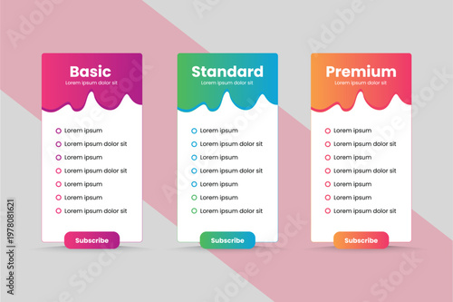 A comparison of basic, standard, and premium subscription plans