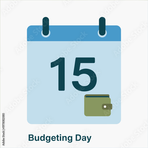Budgeting Day Calendar Reminder with Wallet Icon - Financial Planning