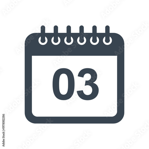 Calendar Icon with Number 3, Date Reminder, Planning, Schedule, Business Concept