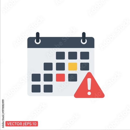 Photos Calendar Reminder Alert Icon with Exclamation Mark, Deadline Warning