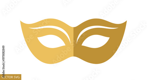 Elegant Gold Masquerade Mask Icon on White Background