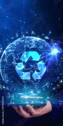 ESG Environmental Social Governance concept. Technology, Internet and network concept.