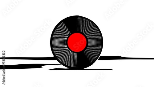 animated graphic flat design vinyl music record monochrome style ink sea 