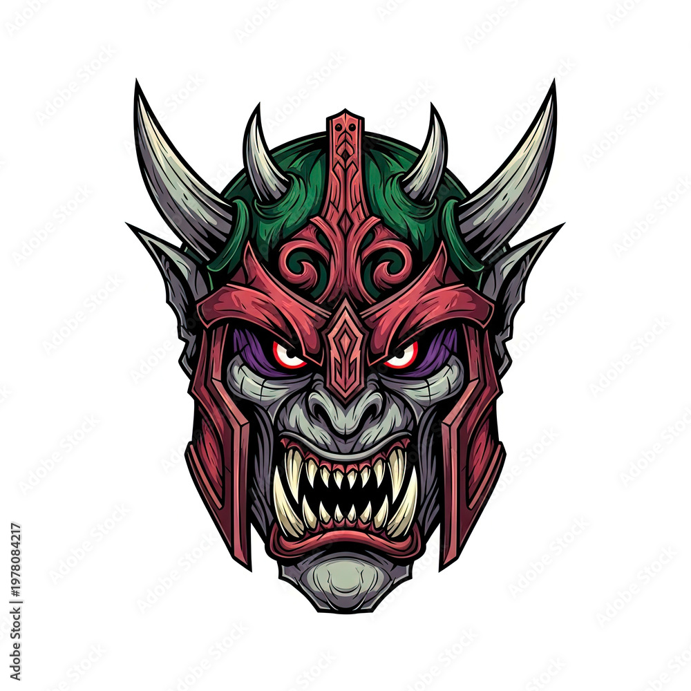 Obraz premium Horned Demon Creature Digital Illustration