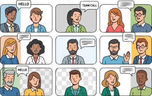 Diverse Group of People Participating in a Video Conference Call