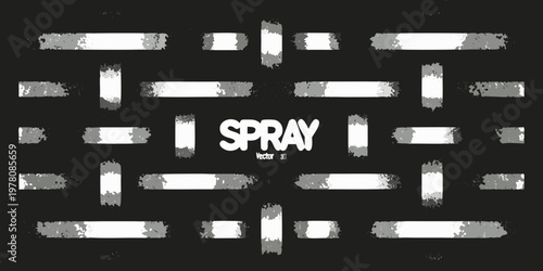 Abstract spray paint brush strokes and the word spray in white