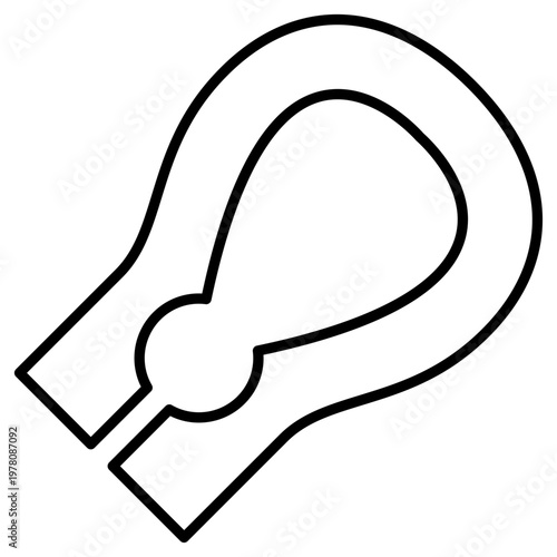 Black line art wire rope thimble icon