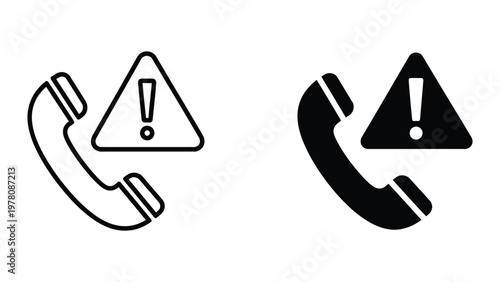 Warning symbols integrated with telephone icons in contrasting styles