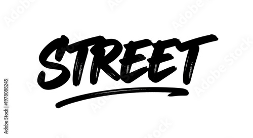 Street Art Style Text, Black Brushstroke Typography on White Background