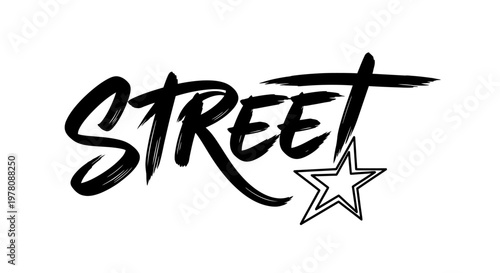 Street Art Style Word Graphic with Star Icon, Urban Culture and Graffiti Vibe