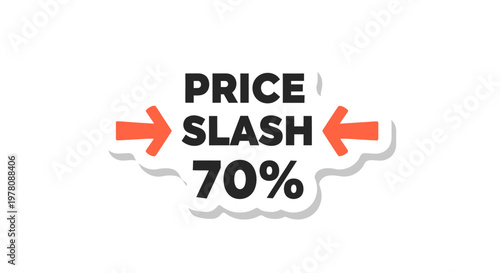 Price Slash 70% Off Sale Discount Sticker with Arrows