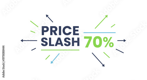 Price Slash 70% Off Sale Discount, Marketing Promotion, Big Savings, Special Offer