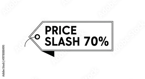 Price Slash 70% Off Tag, Discount Sale, Retail Marketing Promotion