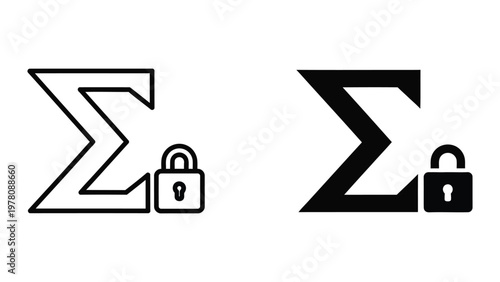 Comparison of encrypted and unencrypted summation symbols with padlock icons.