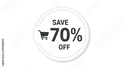 Save 70% Off Shopping Cart Icon - Discount Promotion Sale Concept