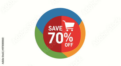 Save 70% Off Shopping Cart Icon - Discount Sale Promotion