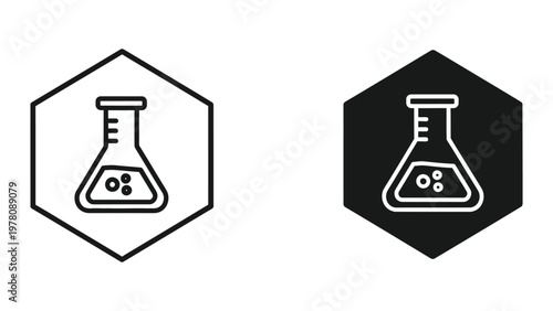 Contrasting flask icons in different background styles for scientific applications