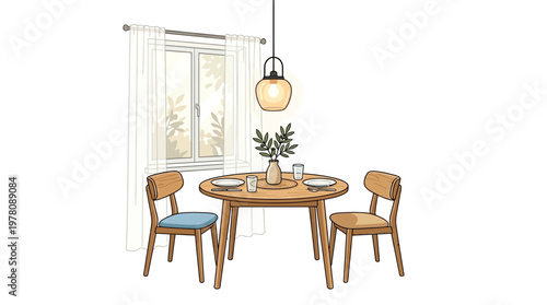 Wooden Dining Table with Chairs.
