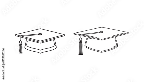 Illustration of graduation caps being tossed in the air by a hand, symbolizing celebration