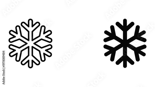 Comparison of two distinct snowflake designs with differing line weights and intricacies