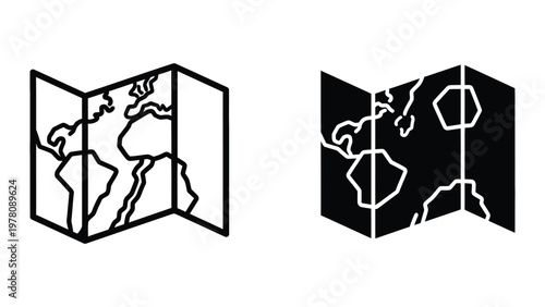 Contrasting map designs displayed as tri-fold brochures with different color schemes