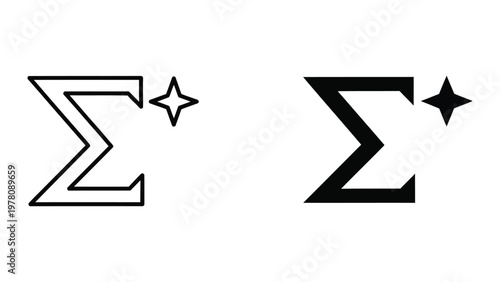 Canvastavla Comparison of a white outlined sigma symbol and a bold black sigma symbol with s