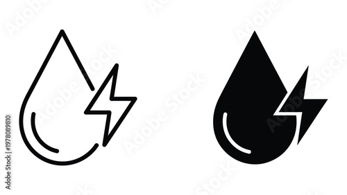 Foto Contrasting water droplet icons with positive and negative space designs