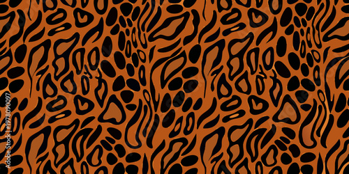 Abstract orange and black spotted pattern resembling animal print
