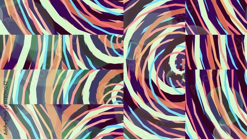 Colorful Abstract Tiled Swirl Pattern with Bokeh Overlay