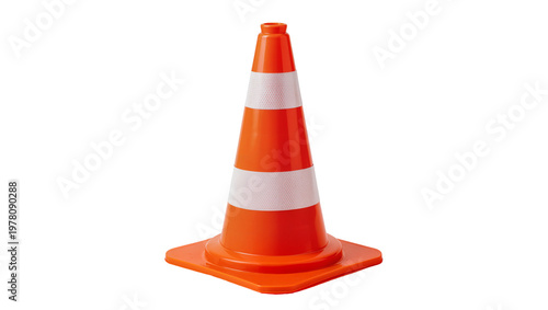 Orange traffic cone with reflective band and square base