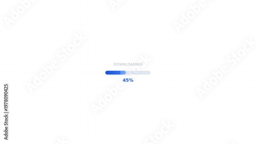 Modern UI animation showing a download icon transforming into a progress bar with percentage counter and final success checkmark.