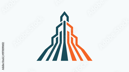 Abstract Logo of an Ascending Architectural Structure