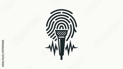 Unique Sound Recording Logo Fingerprint and Microphone